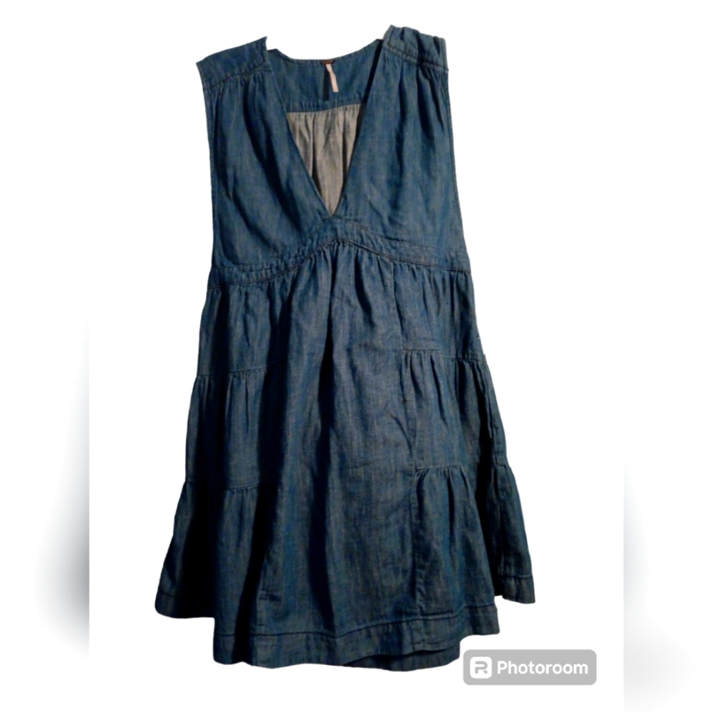 Free People Gently Used Denim Mini Dress